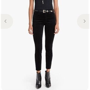 MOTHER Black Velvet Skinny Jeans High Waisted Looker Ankle Soft Skills